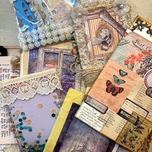 Cards Pockets Sewn Booklets Journals Scrapbooking Tags 70 + pcs Handmade